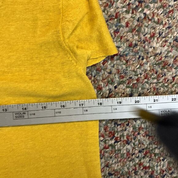 Eileen Fisher Gold Yellow Organic Linen V-Neck Cap Sleeve Lightweight Sweater S - Picture 10 of 11